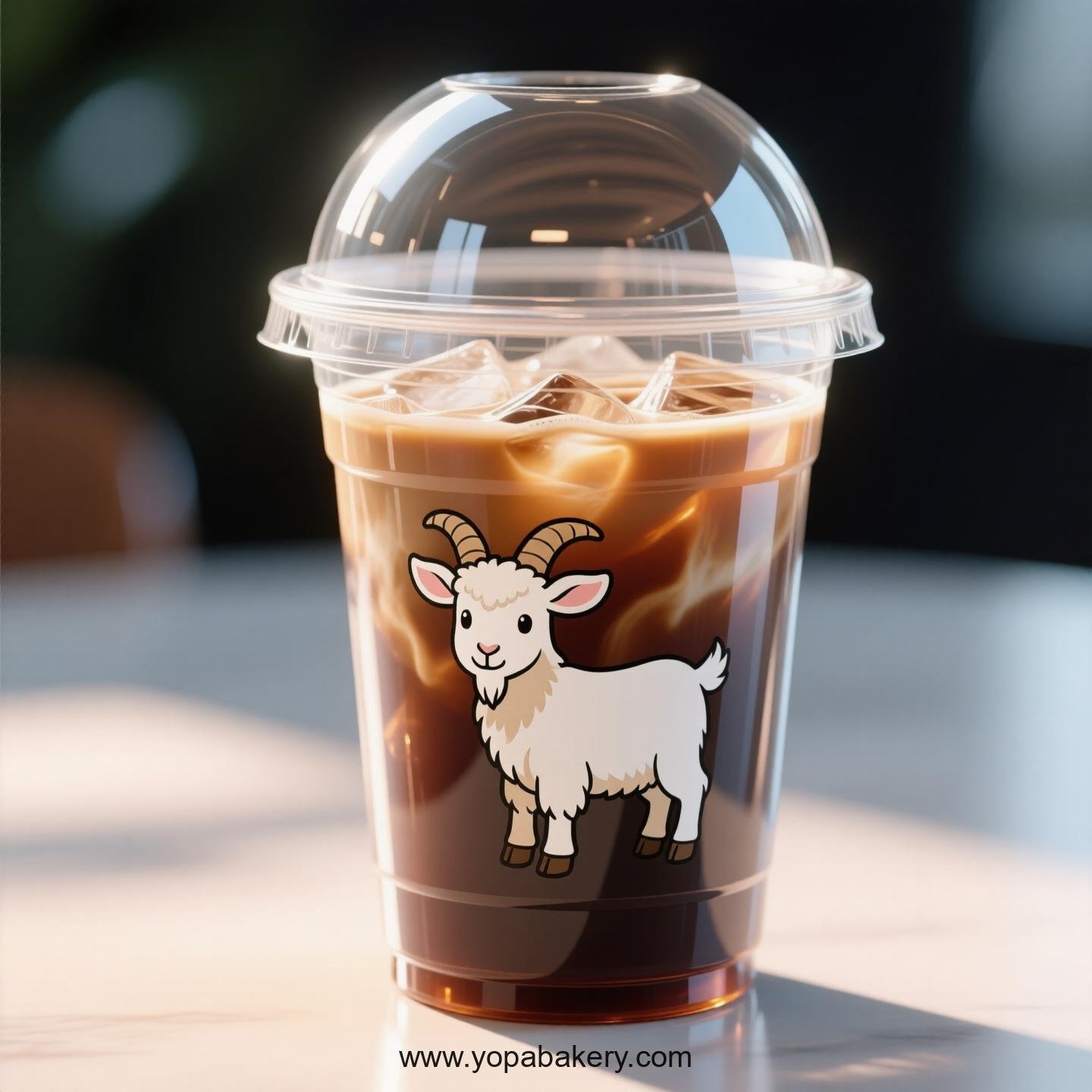 Goat Themed Clear Plastic Cups - Disposable PP & PET Coffee Cups with Lids