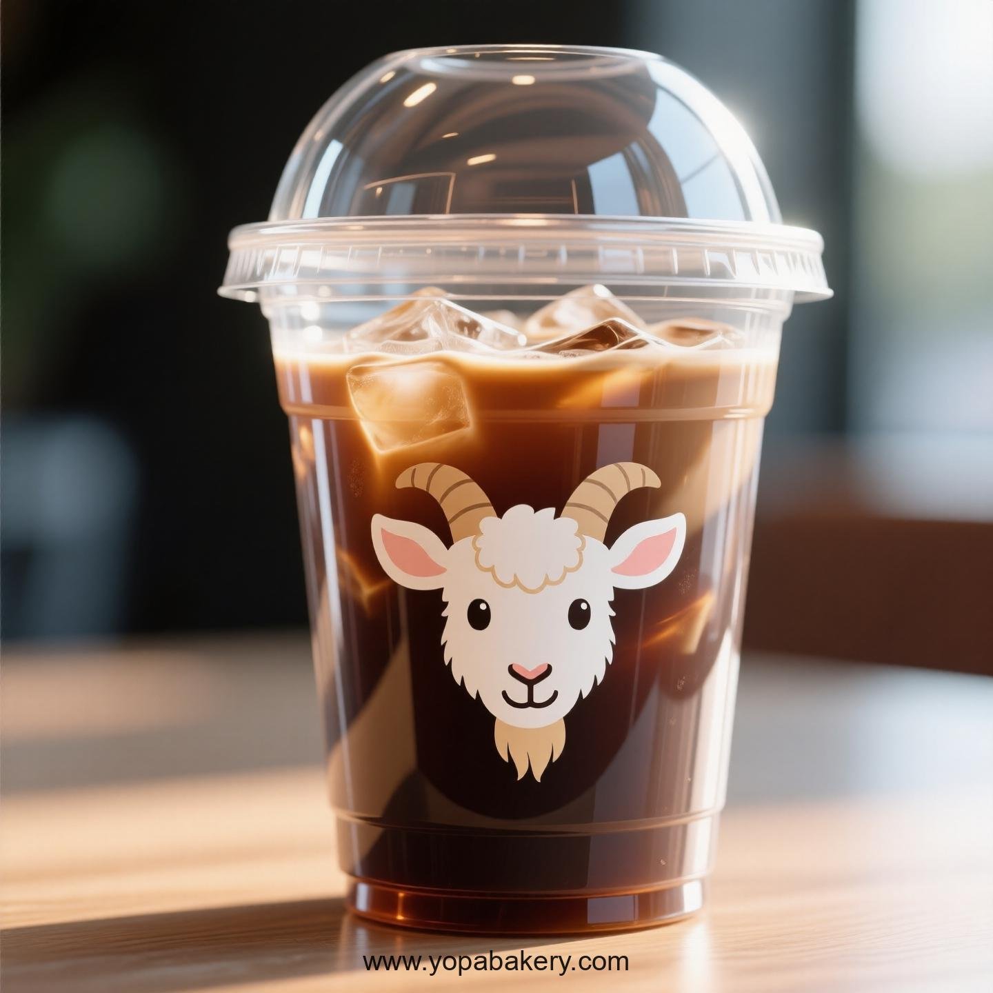 Goat Themed Clear Plastic Cups - Disposable PP & PET Coffee Cups with Lids