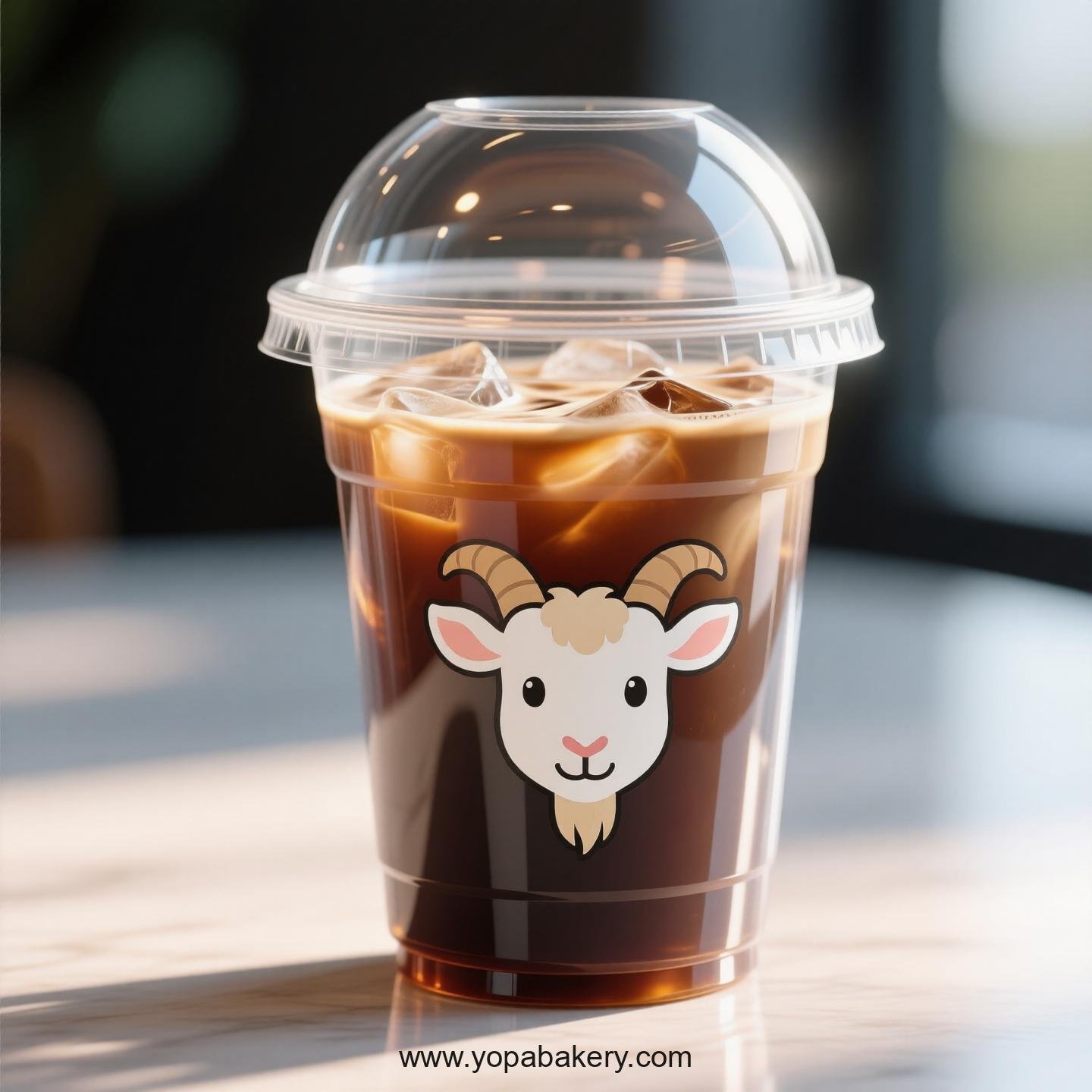 Goat Themed Clear Plastic Cups - Disposable PP & PET Coffee Cups with Lids