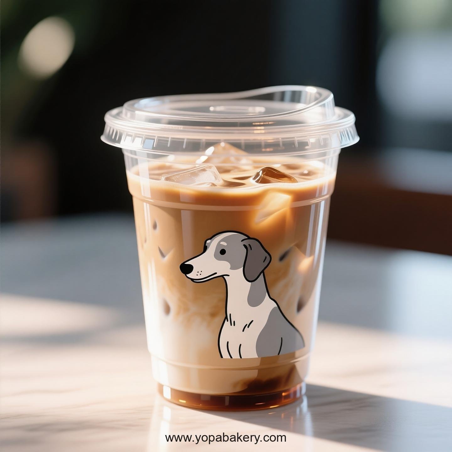 Greyhound Dog Themed Clear Plastic Cups - Disposable PP & PET Coffee Cups with Lids