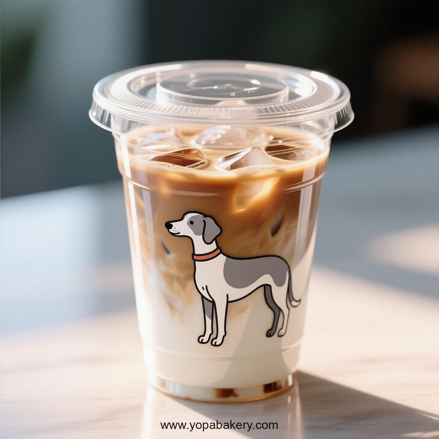 Greyhound Dog Themed Clear Plastic Cups - Disposable PP & PET Coffee Cups with Lids