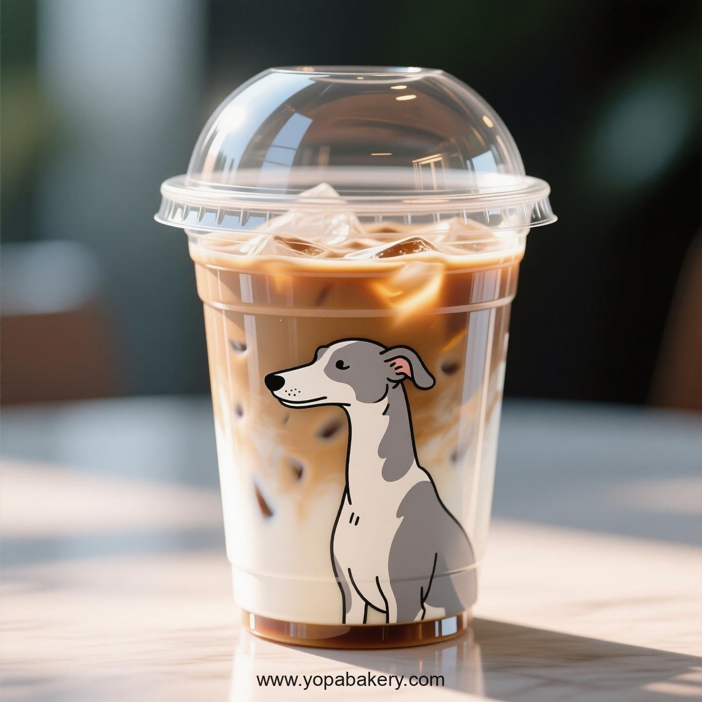 Greyhound Dog Themed Clear Plastic Cups - Disposable PP & PET Coffee Cups with Lids