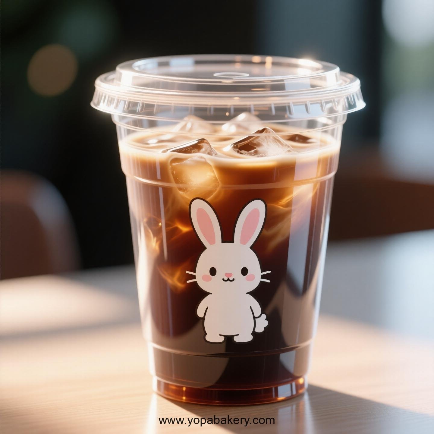 Hare Themed Clear Plastic Cups - Disposable PP & PET Coffee Cups with Lids