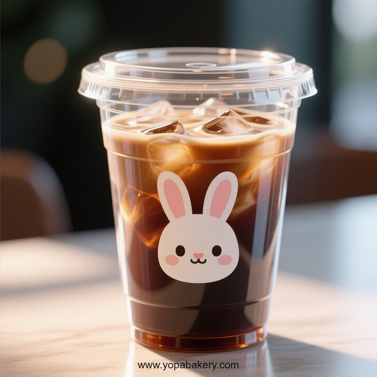 Hare Themed Clear Plastic Cups - Disposable PP & PET Coffee Cups with Lids