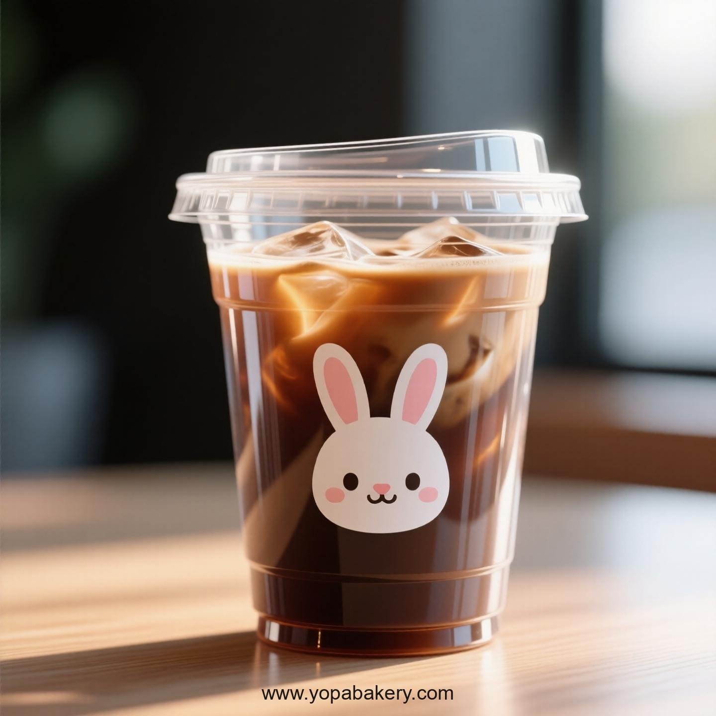Hare Themed Clear Plastic Cups - Disposable PP & PET Coffee Cups with Lids Hare Themed Clear Plastic Cups - Disposable PP & PET Coffee Cups with Lids