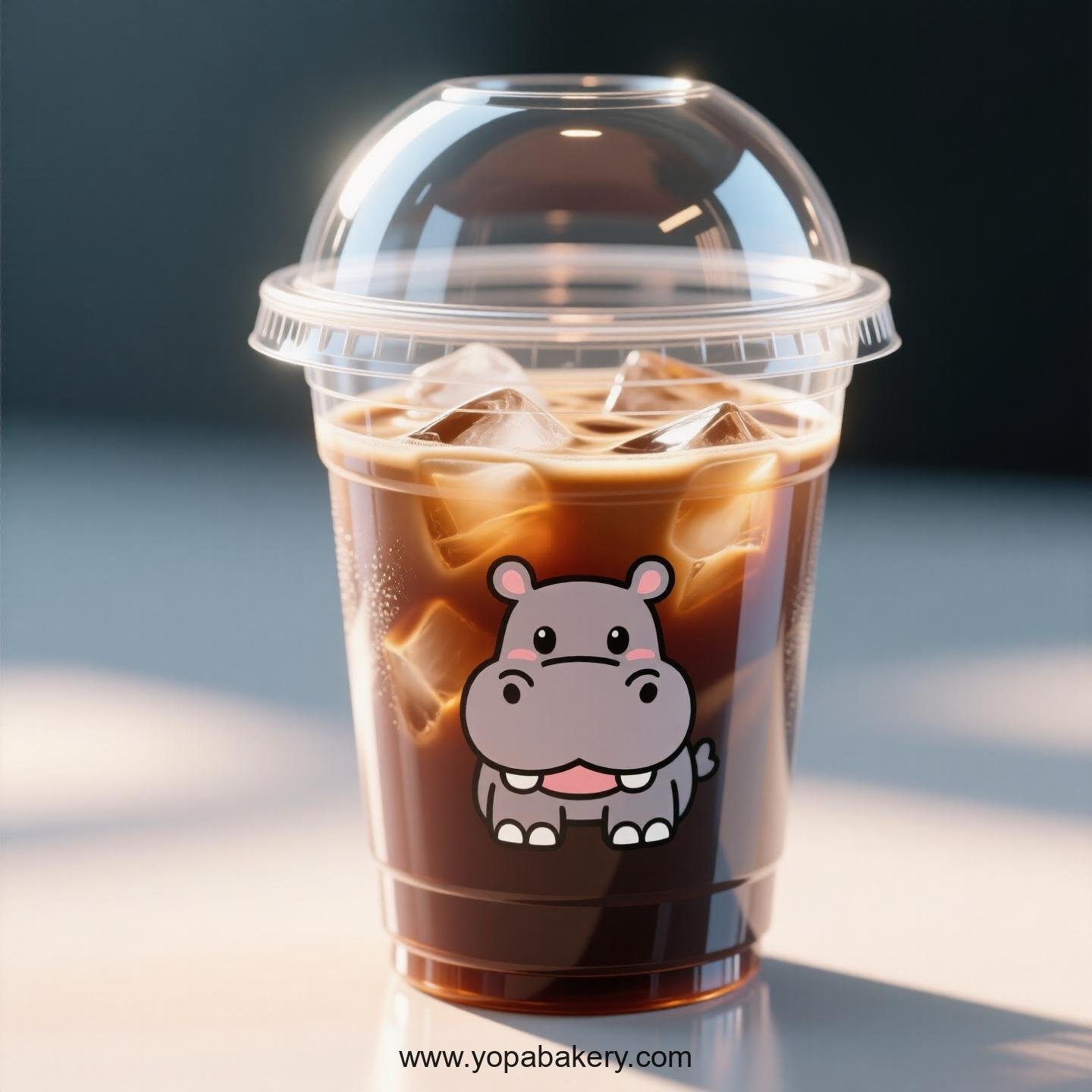 Hippopotamus Themed Clear Plastic Cups - Disposable PP & PET Coffee Cups with Lids