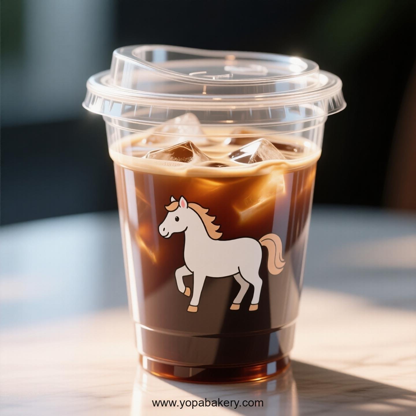 Horse Themed Clear Plastic Cups - Disposable PP & PET Coffee Cups with Lids