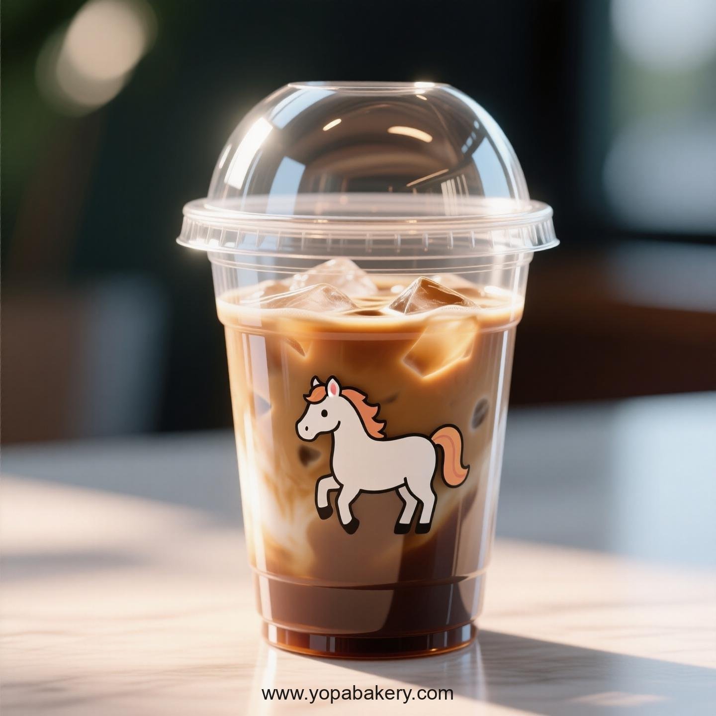 Horse Themed Clear Plastic Cups - Disposable PP & PET Coffee Cups with Lids