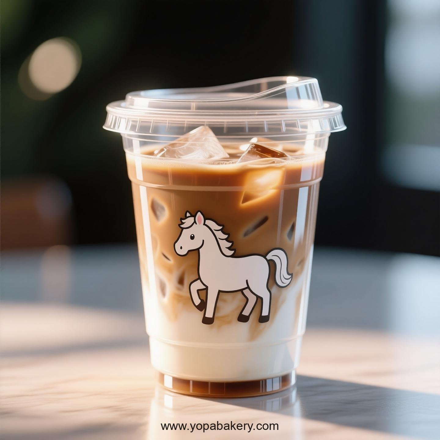 Horse Themed Clear Plastic Cups - Disposable PP & PET Coffee Cups with Lids