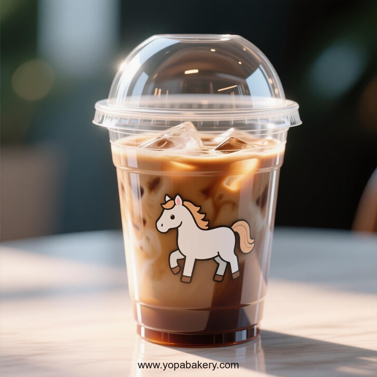 Horse Themed Clear Plastic Cups - Disposable PP & PET Coffee Cups with Lids