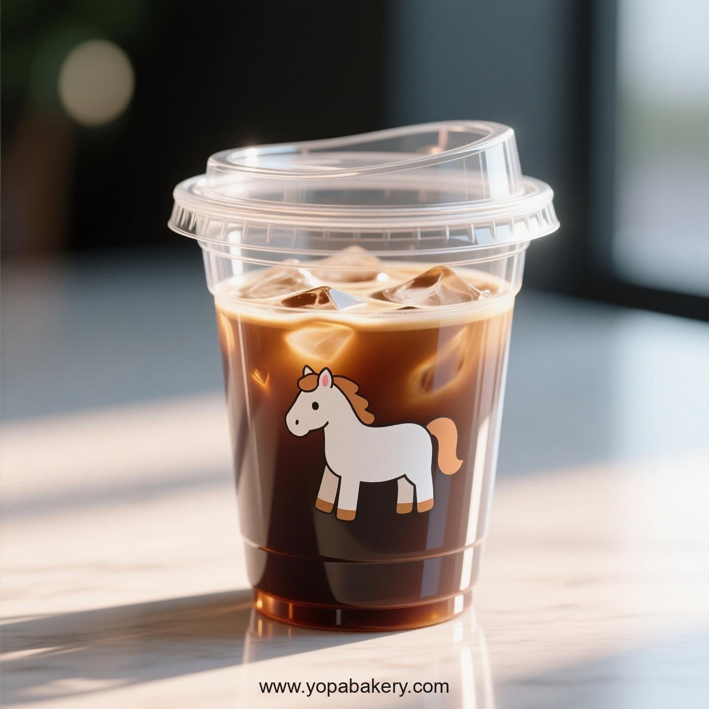Horse Themed Clear Plastic Cups - Disposable PP & PET Coffee Cups with Lids