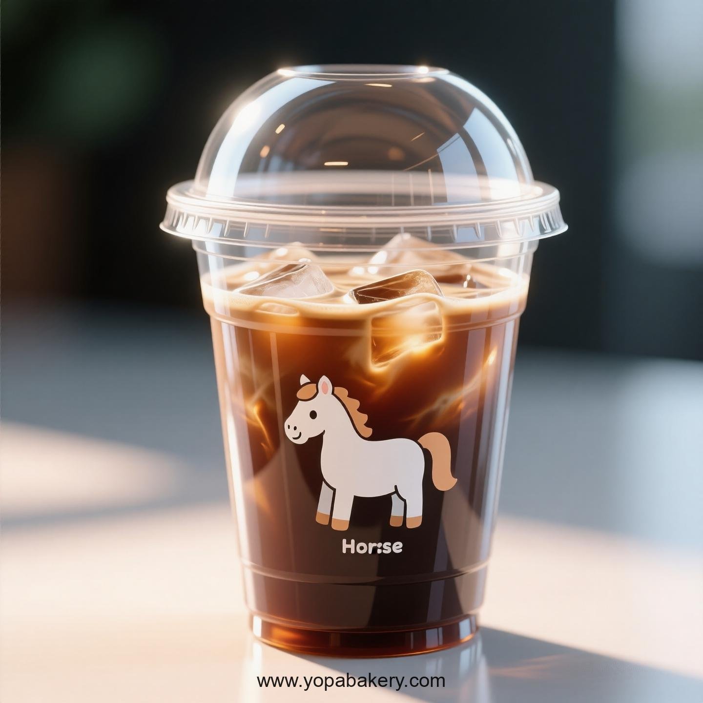 Horse Themed Clear Plastic Cups - Disposable PP & PET Coffee Cups with Lids