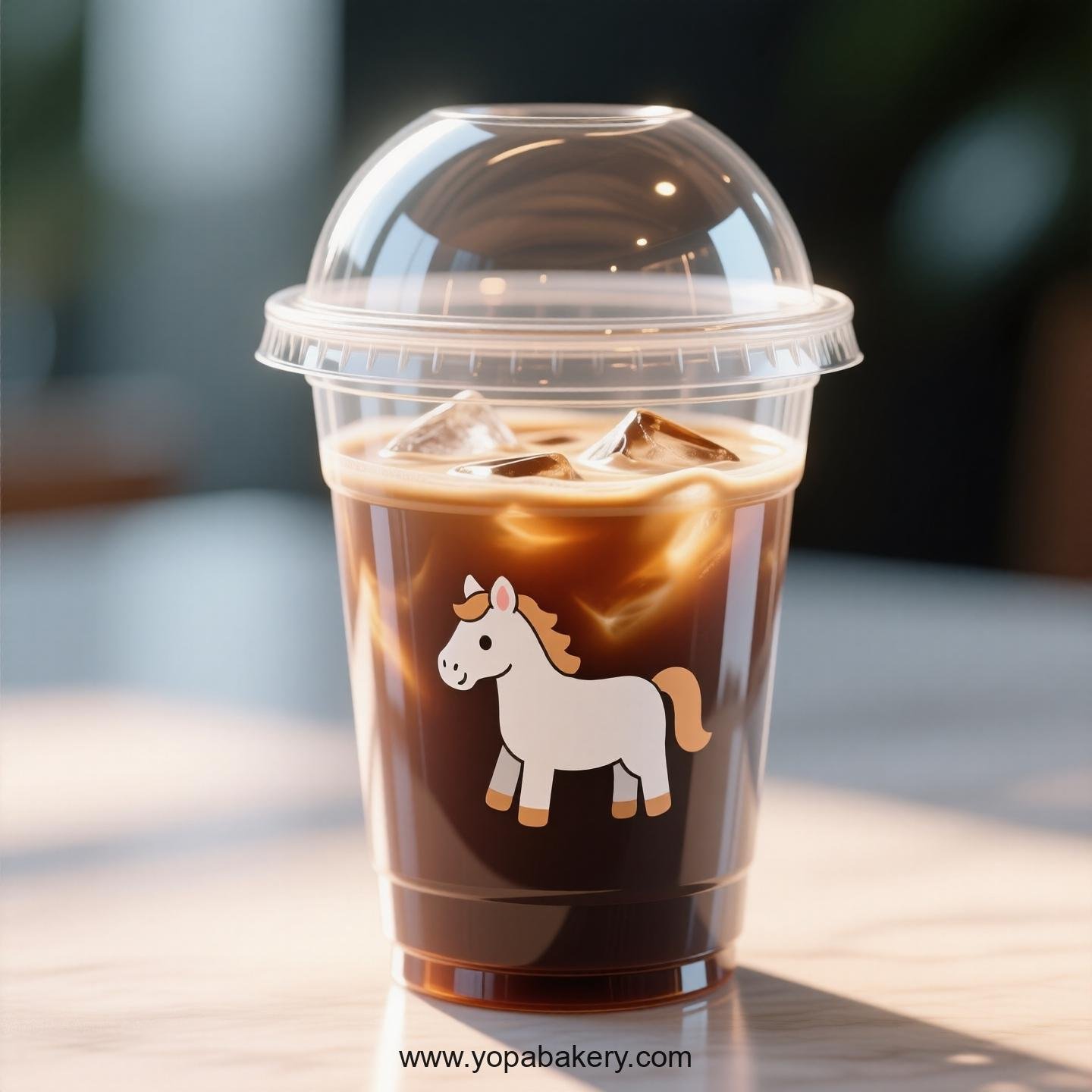 Horse Themed Clear Plastic Cups - Disposable PP & PET Coffee Cups with Lids