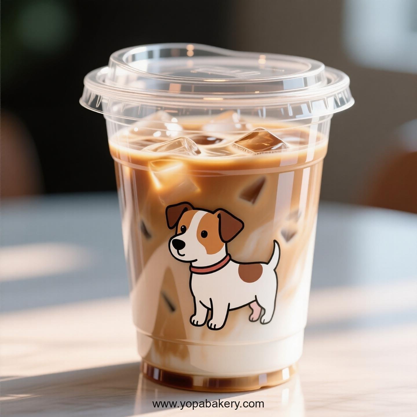 Jack Russell Terrier Themed Clear Plastic Cups - Disposable PP & PET Coffee Cups with Lids