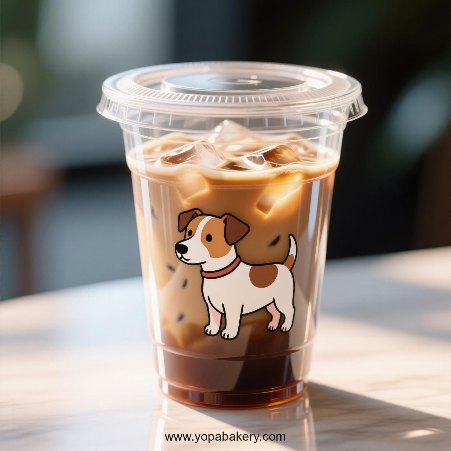 Jack Russell Terrier Themed Clear Plastic Cups - Disposable PP & PET Coffee Cups with Lids