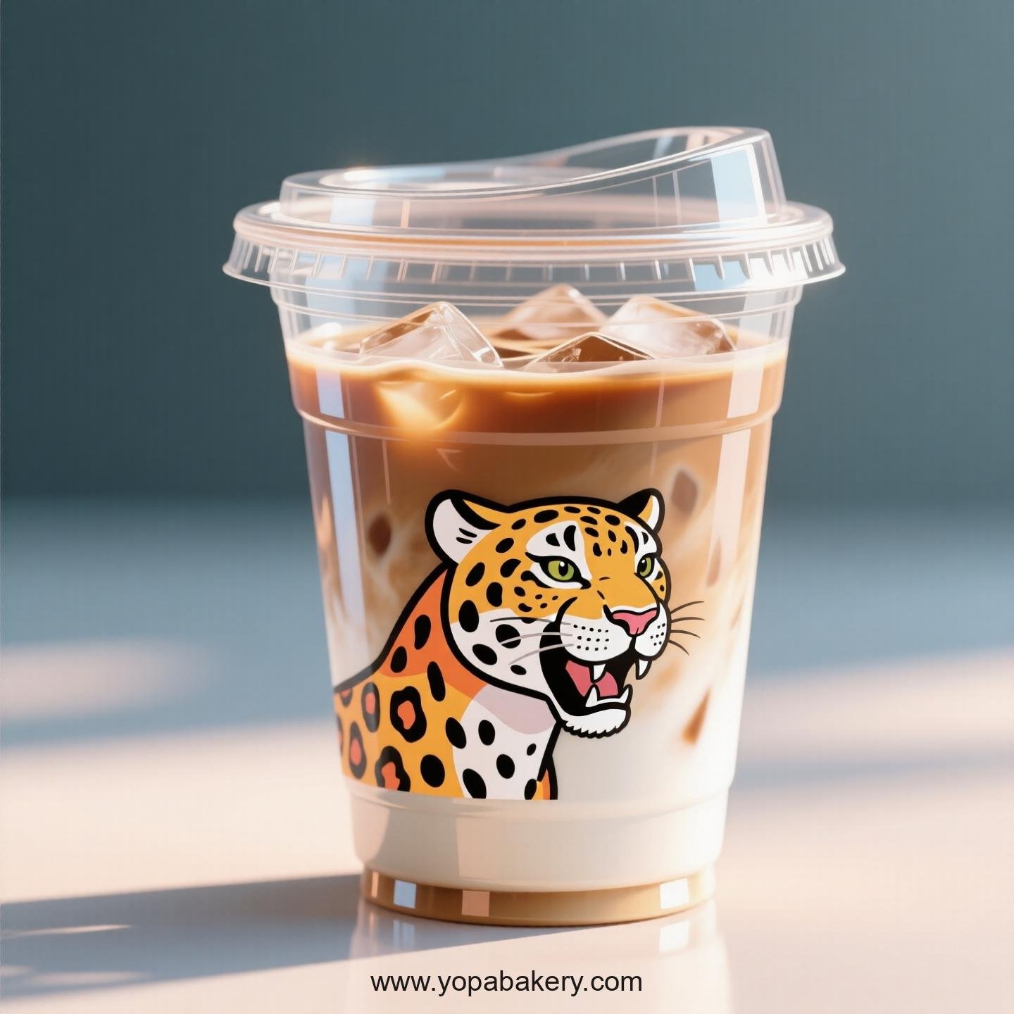 Jaguar Themed Clear Plastic Cups - Disposable PP & PET Coffee Cups with Lids