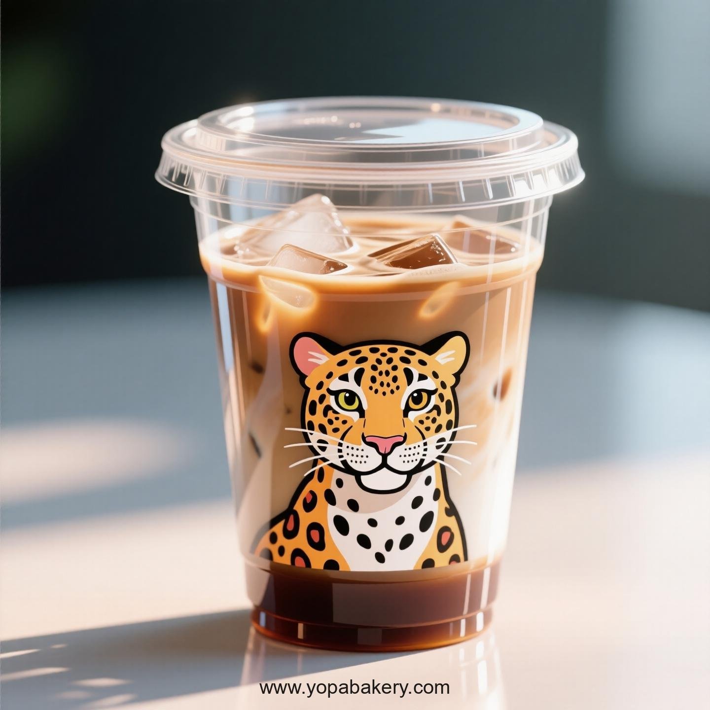 Jaguar Themed Clear Plastic Cups - Disposable PP & PET Coffee Cups with Lids