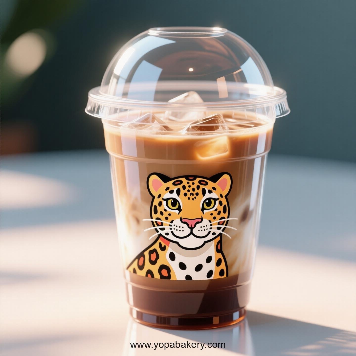Jaguar Themed Clear Plastic Cups - Disposable PP & PET Coffee Cups with Lids