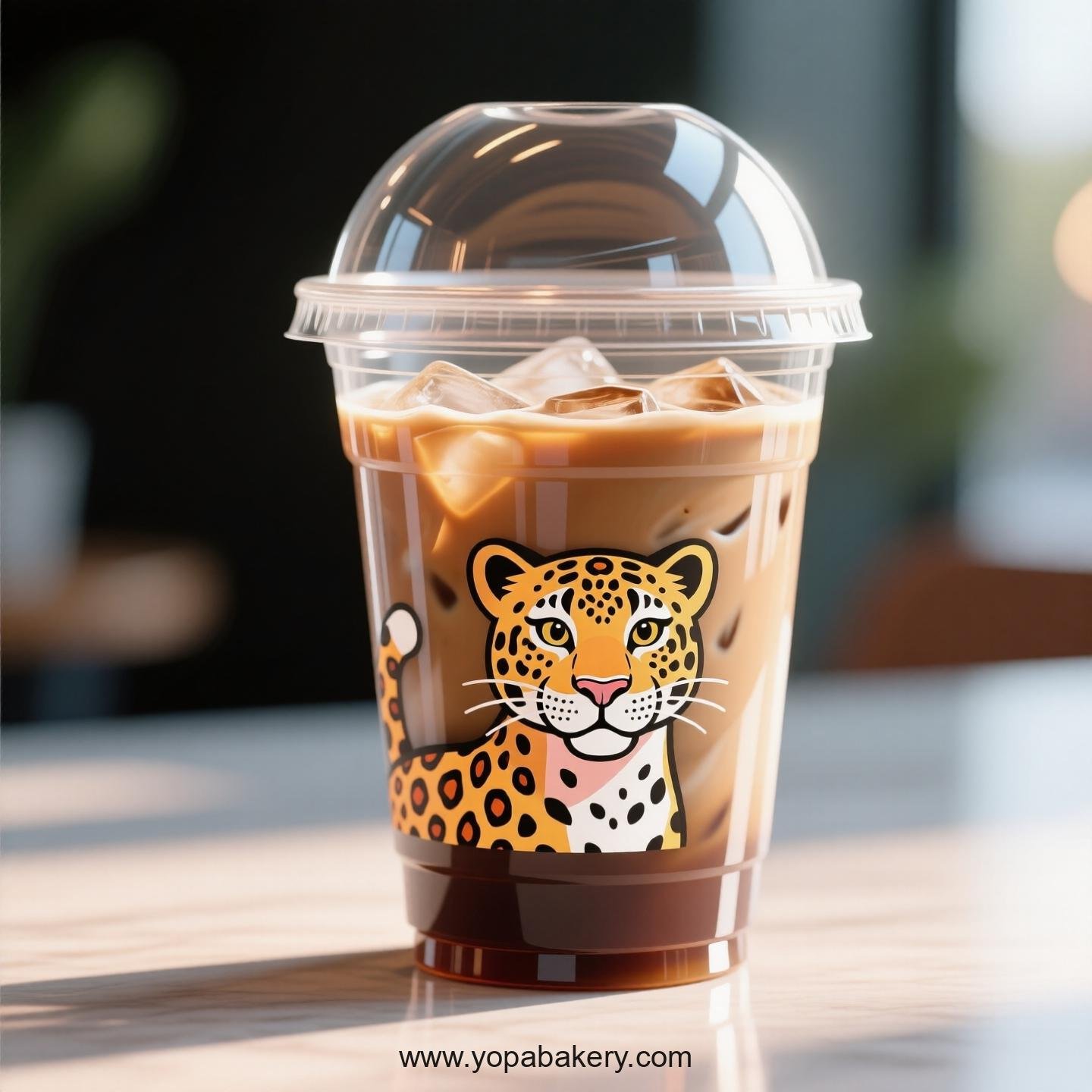 Jaguar Themed Clear Plastic Cups - Disposable PP & PET Coffee Cups with Lids