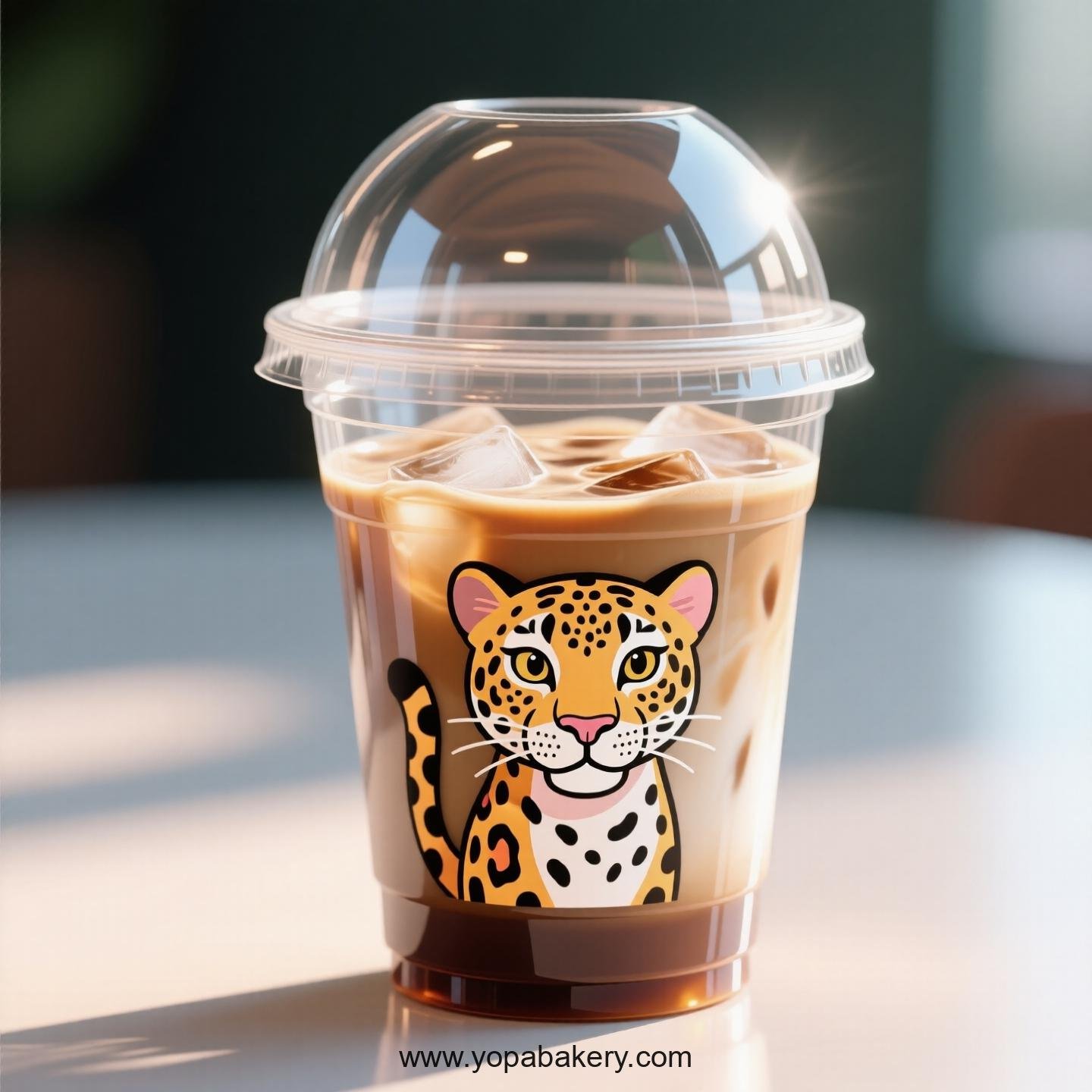 Jaguar Themed Clear Plastic Cups - Disposable PP & PET Coffee Cups with Lids