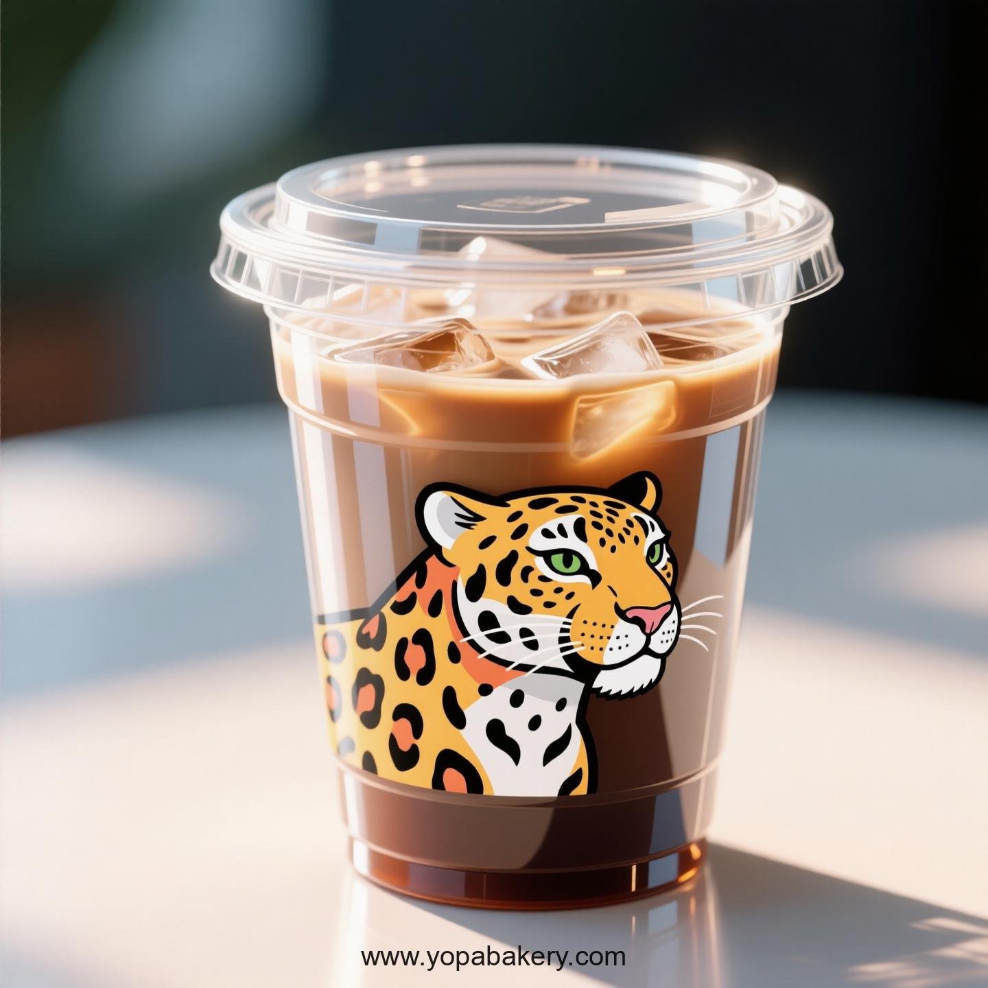 Jaguar Themed Clear Plastic Cups - Disposable PP & PET Coffee Cups with Lids