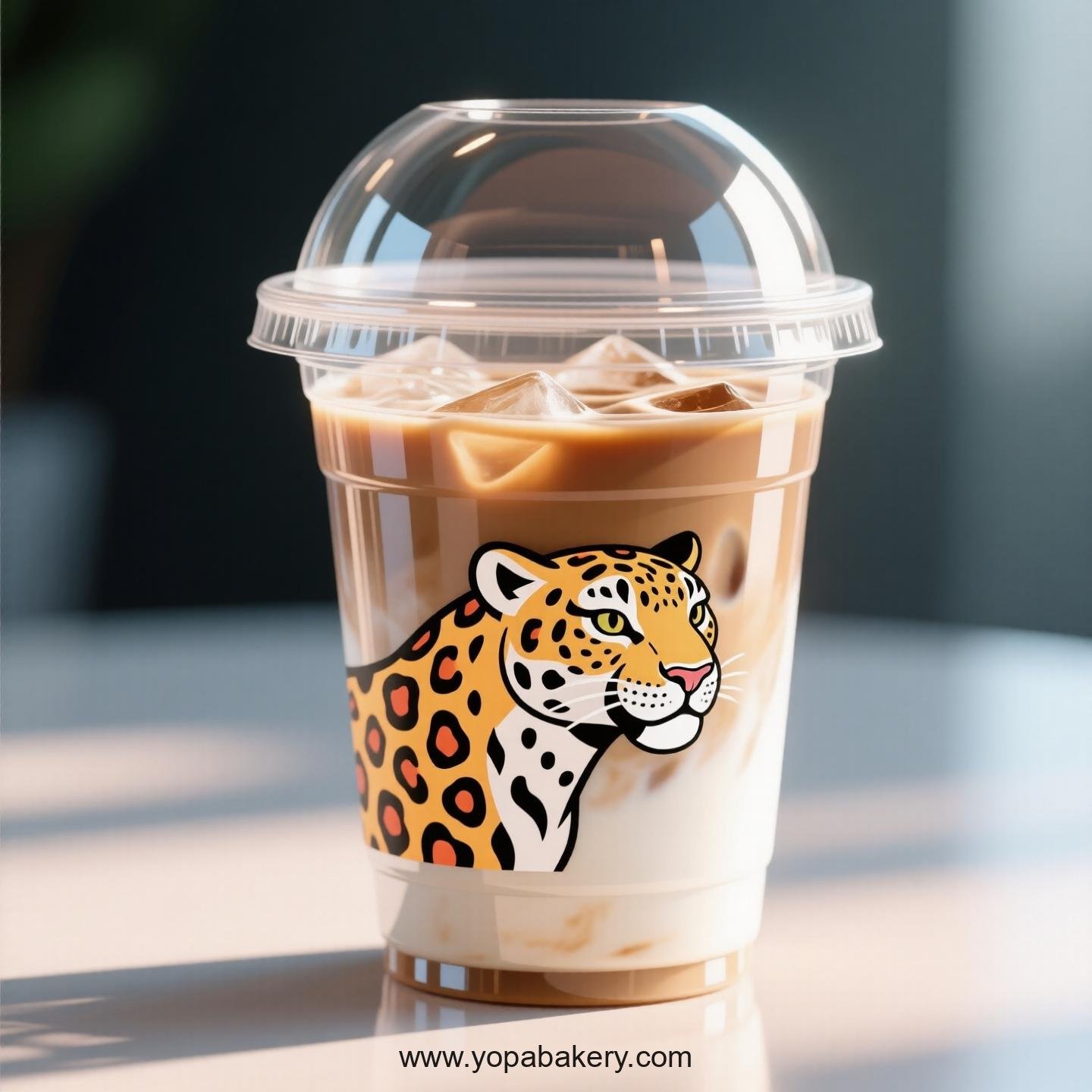 Jaguar Themed Clear Plastic Cups - Disposable PP & PET Coffee Cups with Lids