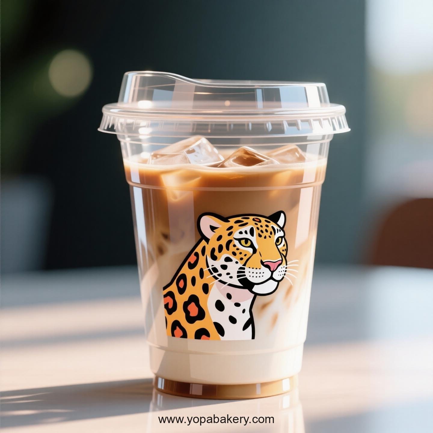 Jaguar Themed Clear Plastic Cups - Disposable PP & PET Coffee Cups with Lids