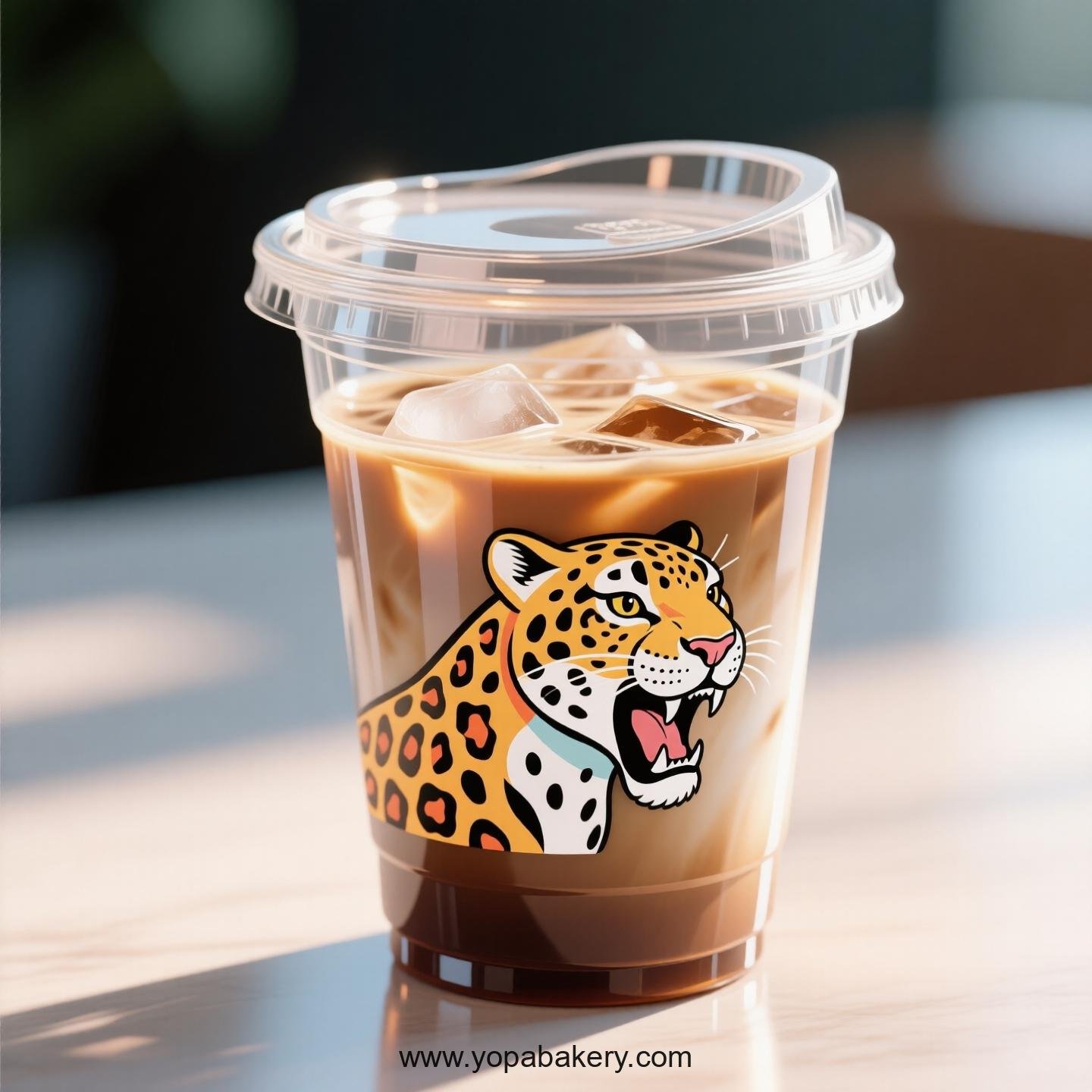 Jaguar Themed Clear Plastic Cups - Disposable PP & PET Coffee Cups with Lids
