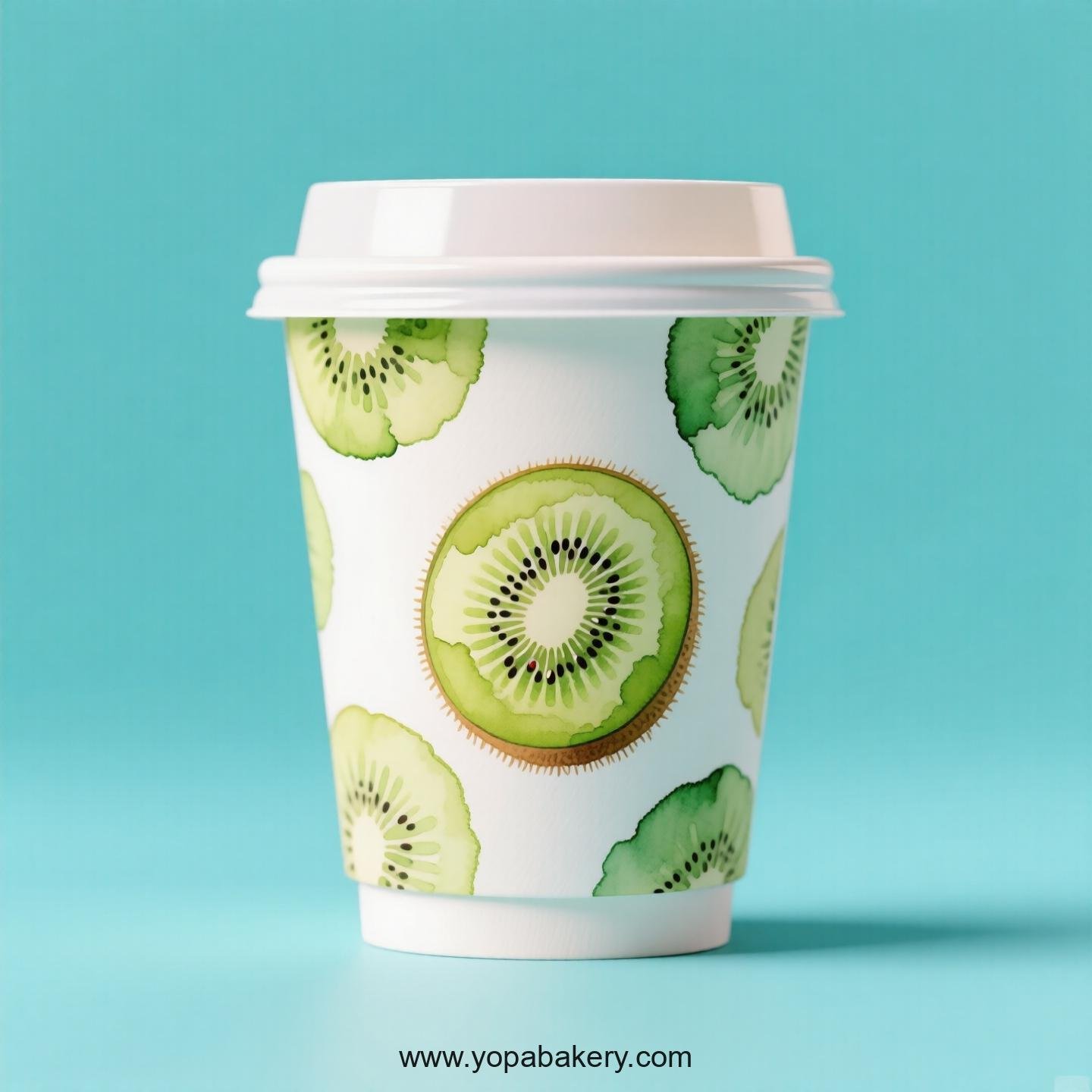 Kiwifruit Design Paper Coffee Cups Factory: 4-24 oz Custom Logo