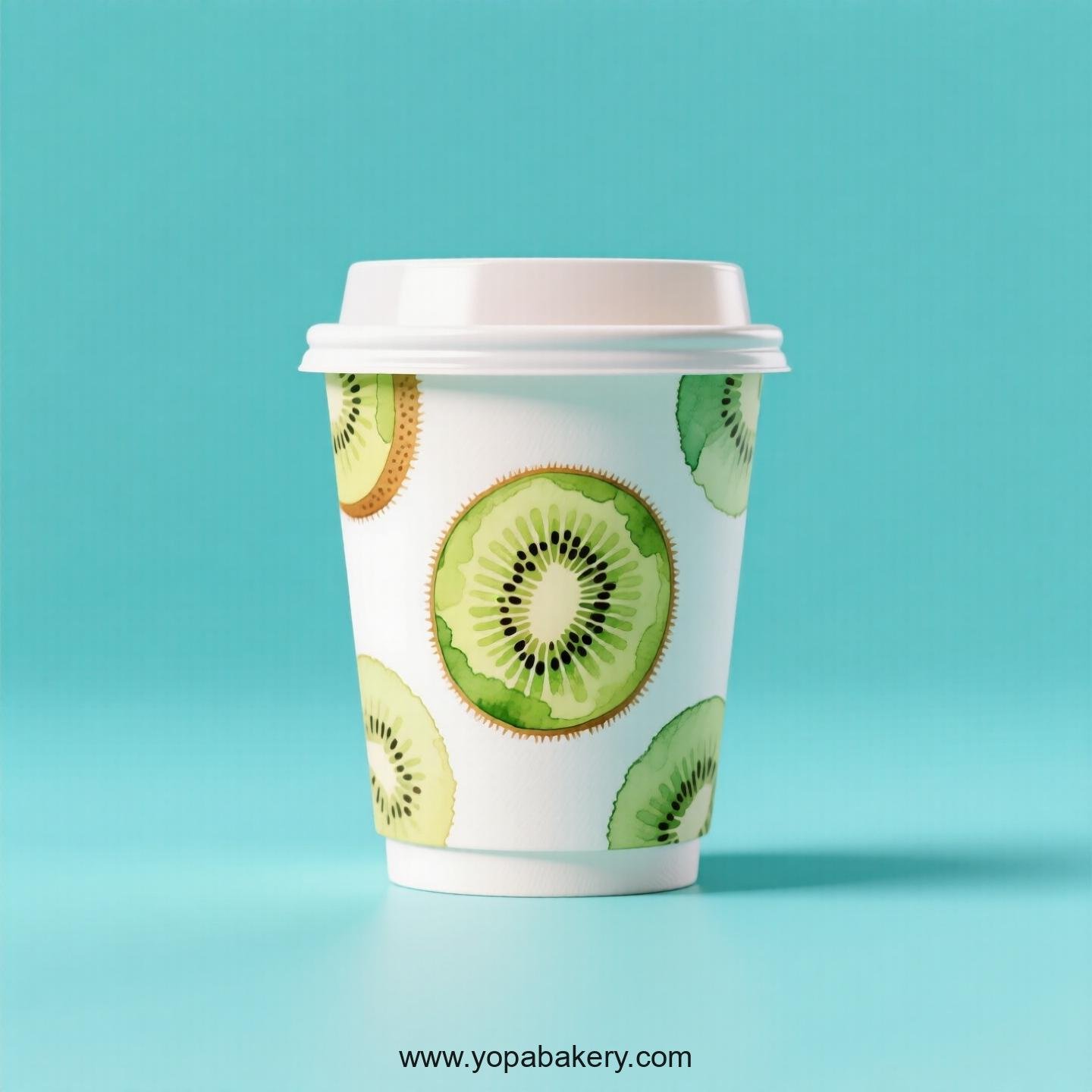 Kiwifruit Design Paper Coffee Cups Factory: 4-24 oz Custom Logo