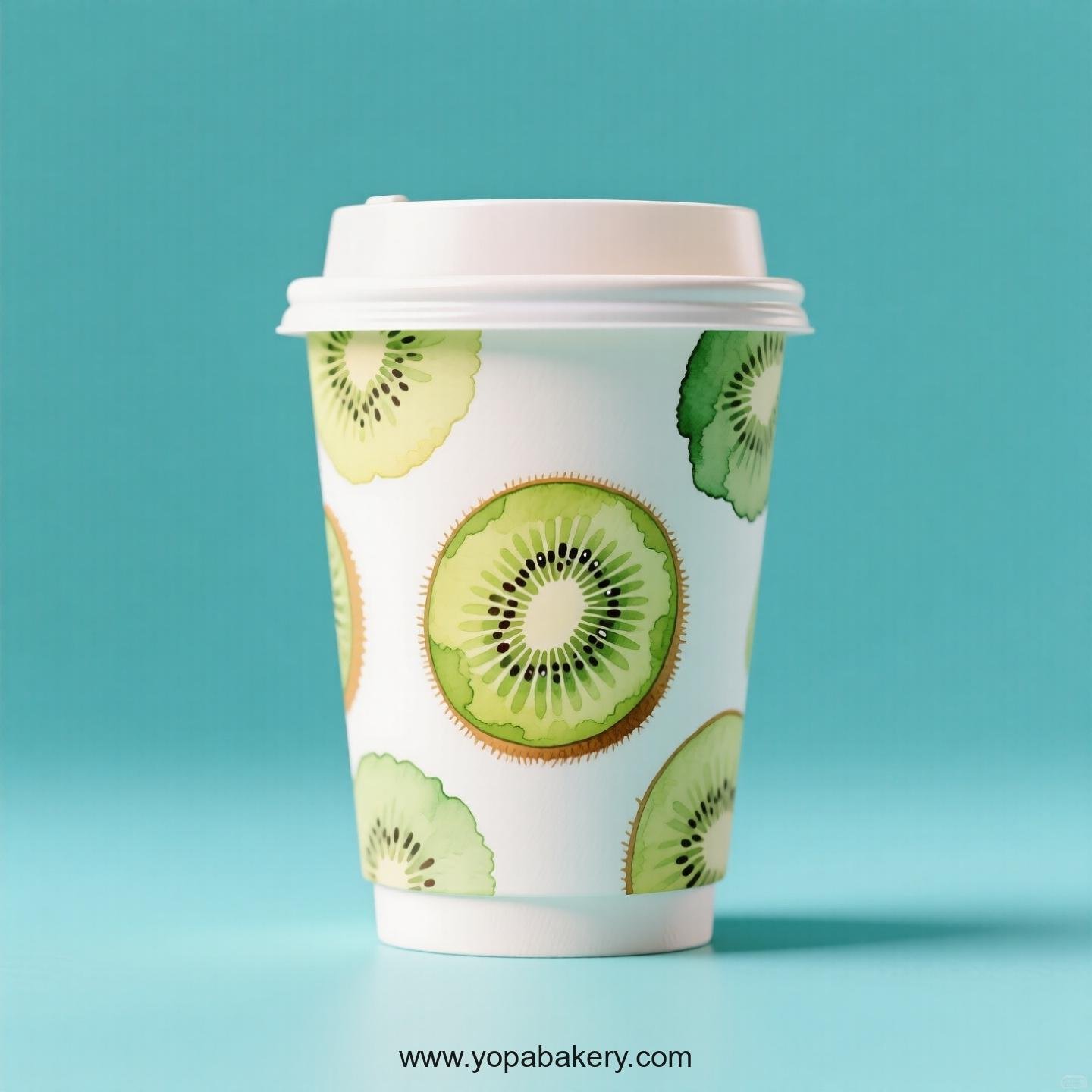 Kiwifruit Design Paper Coffee Cups Factory: 4-24 oz Custom Logo