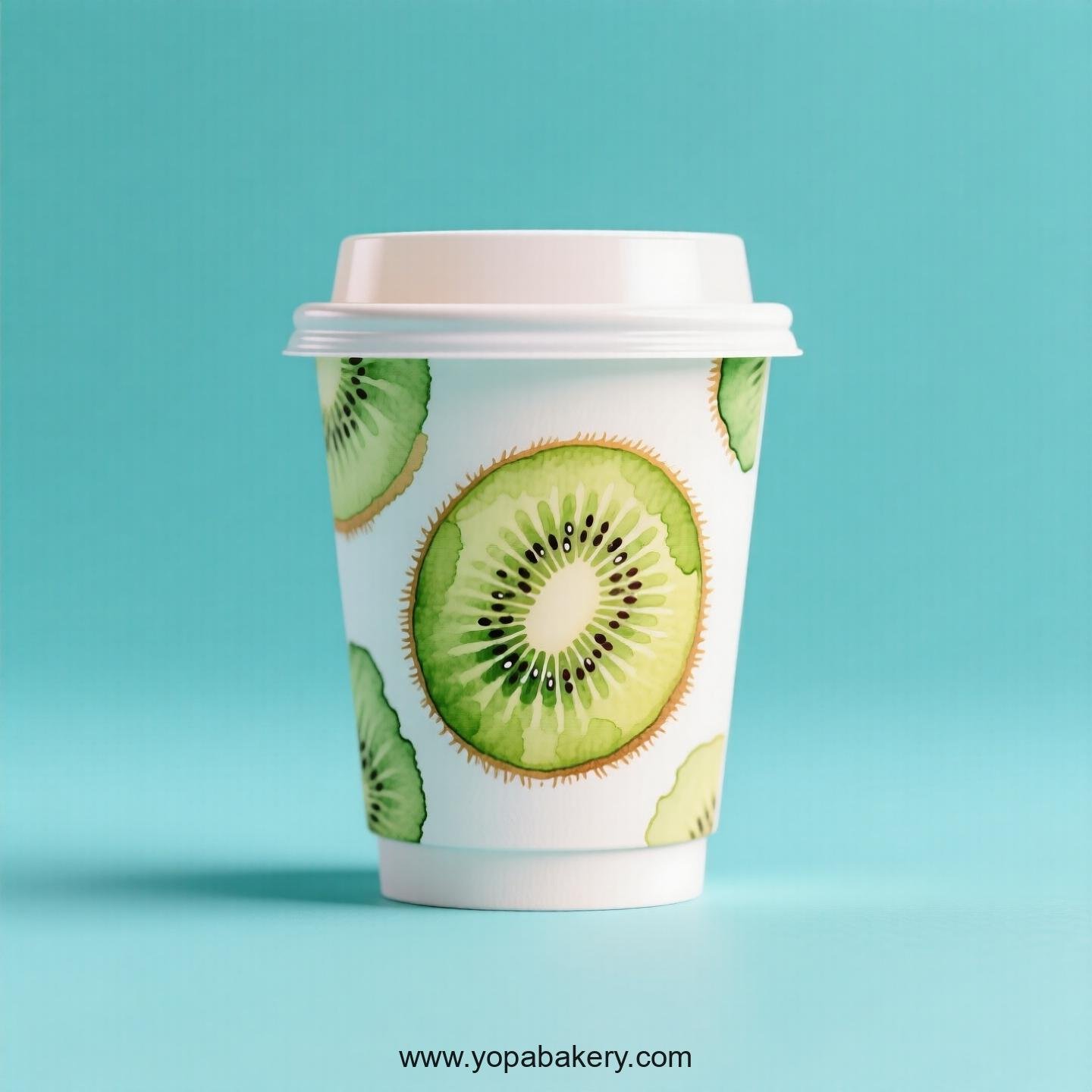 Kiwifruit Design Paper Coffee Cups Factory: 4-24 oz Custom Logo
