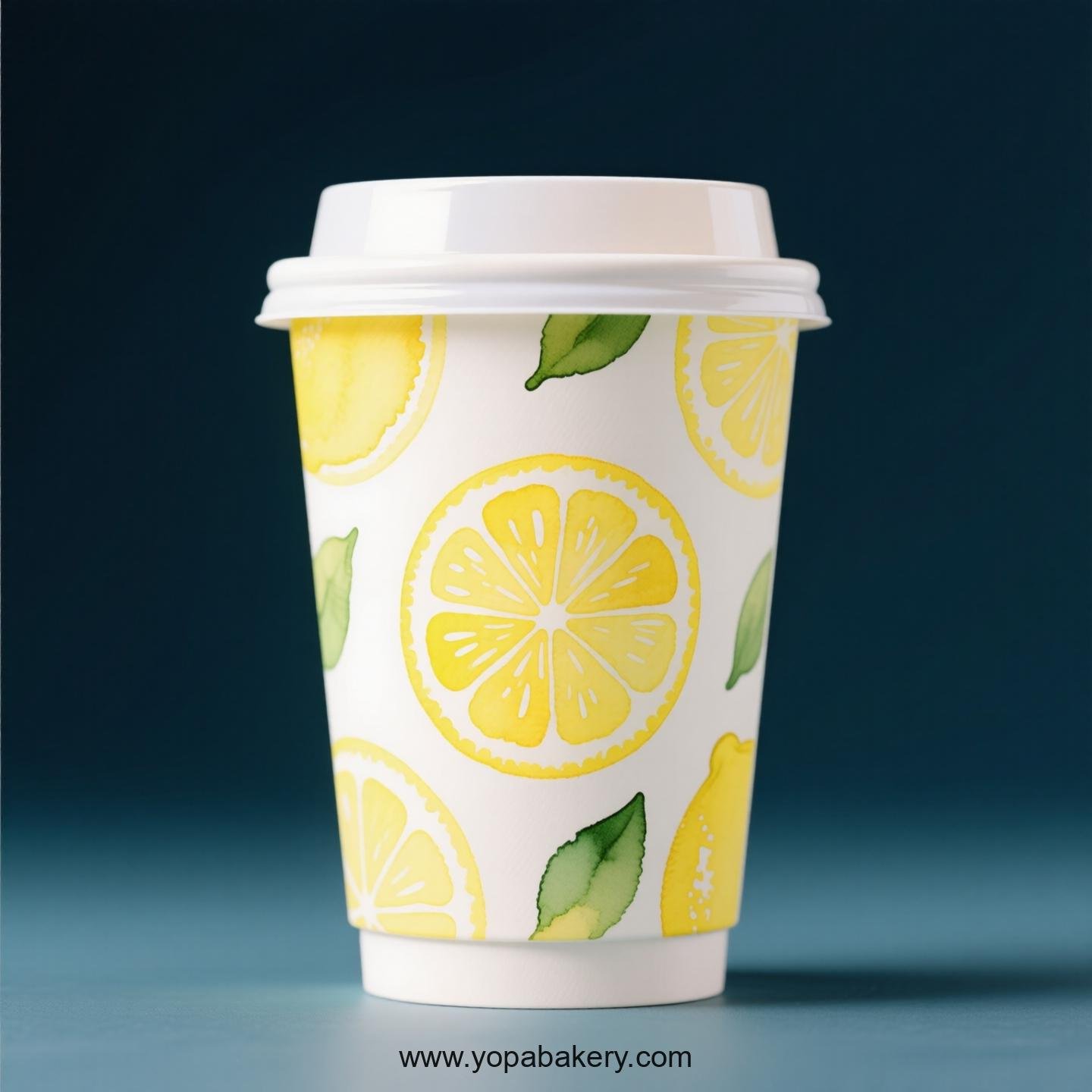 Lemon Design Paper Coffee Cups Factory: 4-24 oz Custom Logo