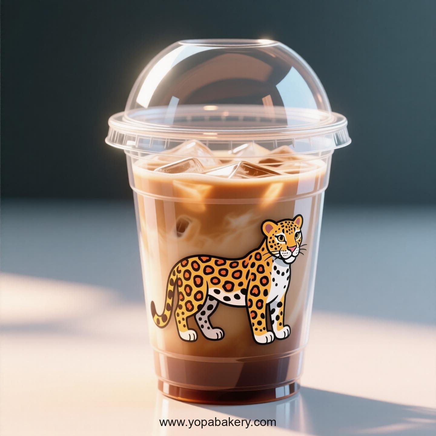 Leopard Themed Clear Plastic Cups - Disposable PP & PET Coffee Cups with Lids