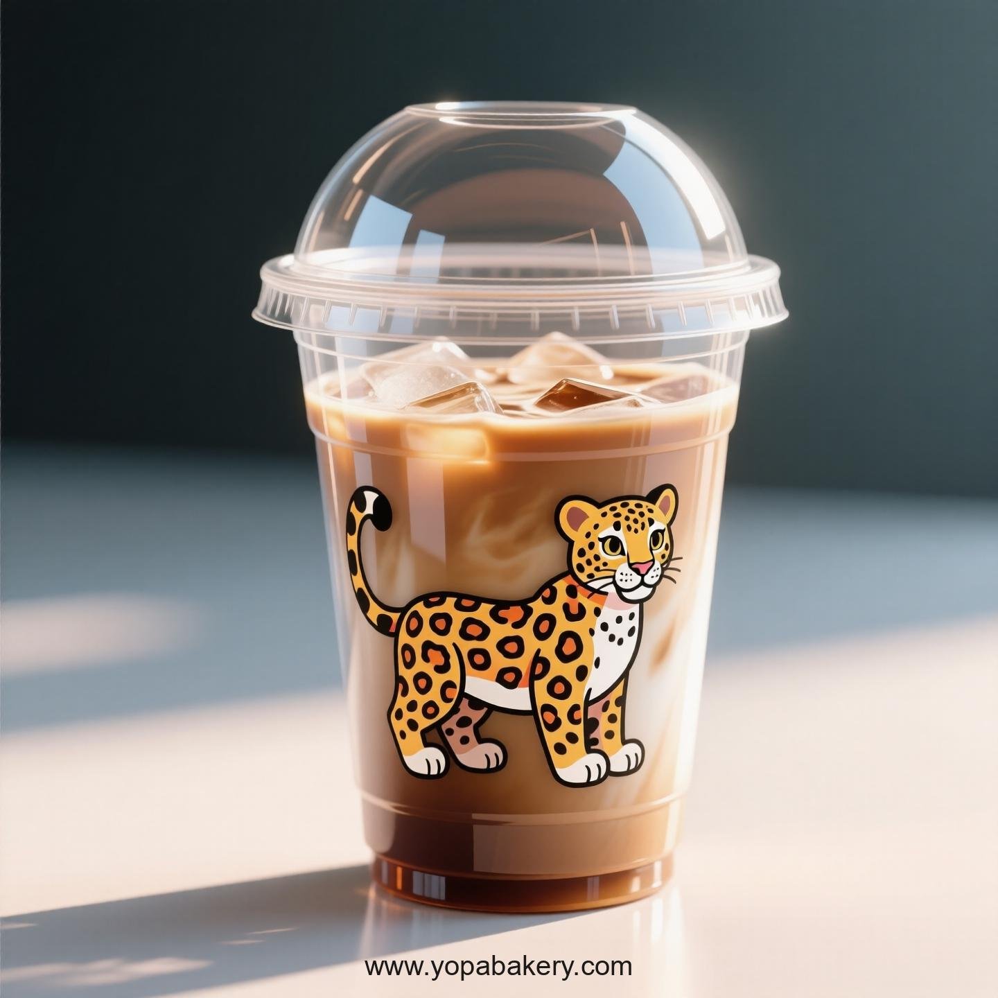 Leopard Themed Clear Plastic Cups - Disposable PP & PET Coffee Cups with Lids