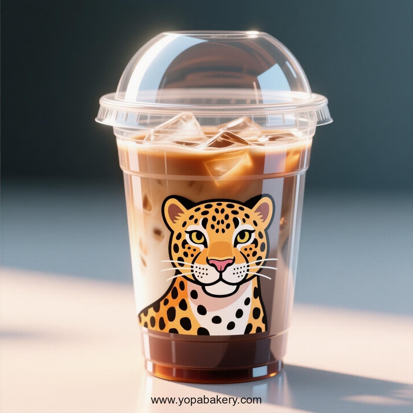 Leopard Themed Clear Plastic Cups - Disposable PP & PET Coffee Cups with Lids