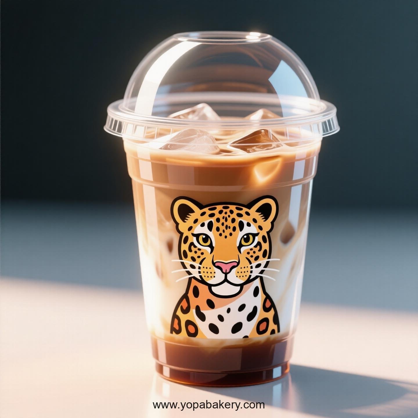 Leopard Themed Clear Plastic Cups - Disposable PP & PET Coffee Cups with Lids