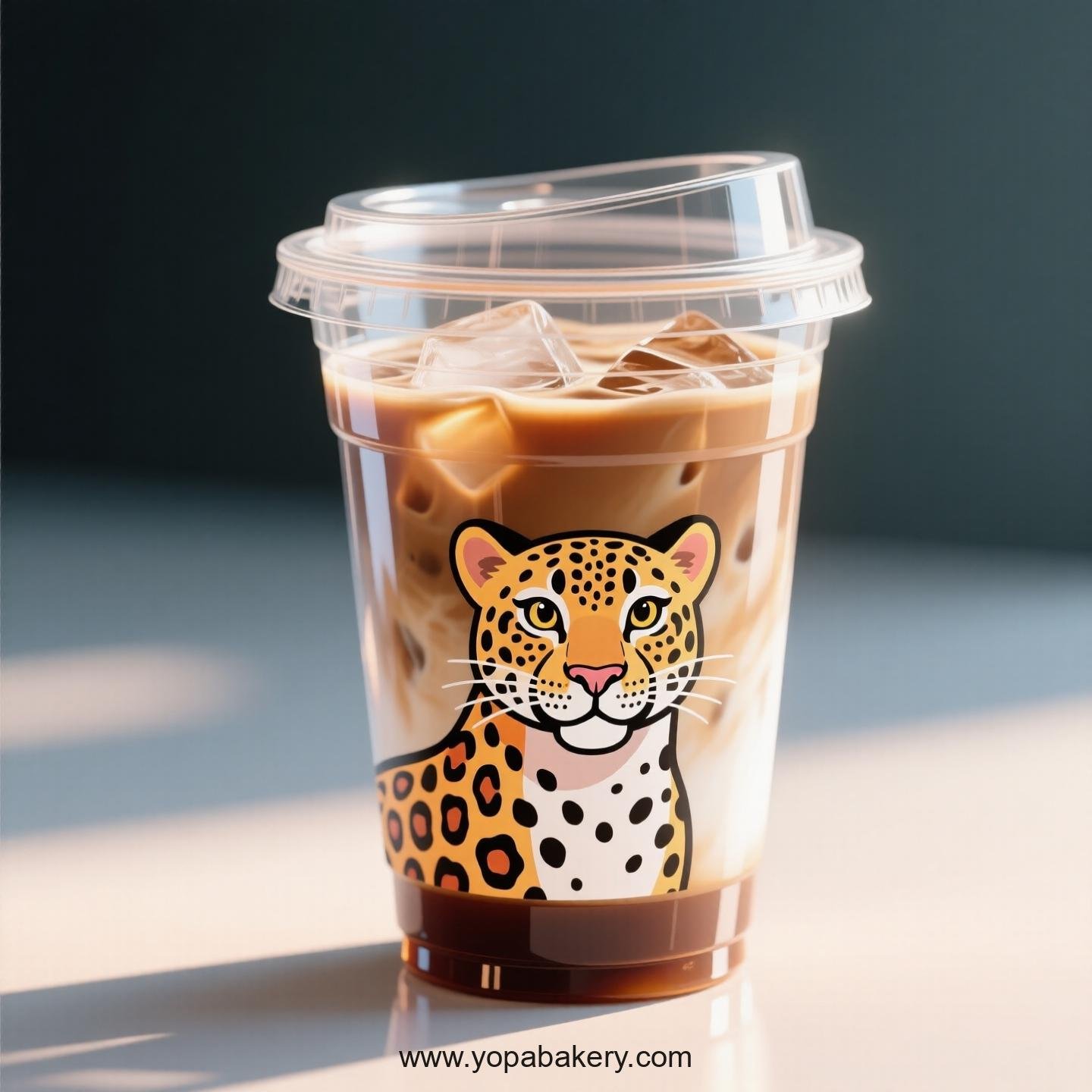 Leopard Themed Clear Plastic Cups - Disposable PP & PET Coffee Cups with Lids