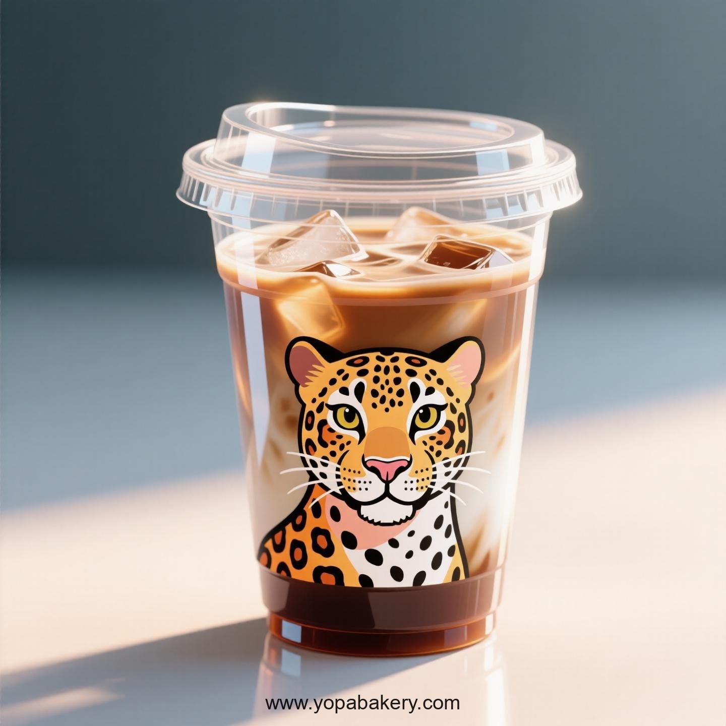 Leopard Themed Clear Plastic Cups - Disposable PP & PET Coffee Cups with Lids