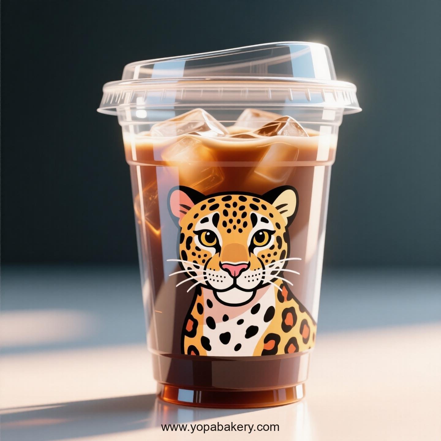 Leopard Themed Clear Plastic Cups - Disposable PP & PET Coffee Cups with Lids