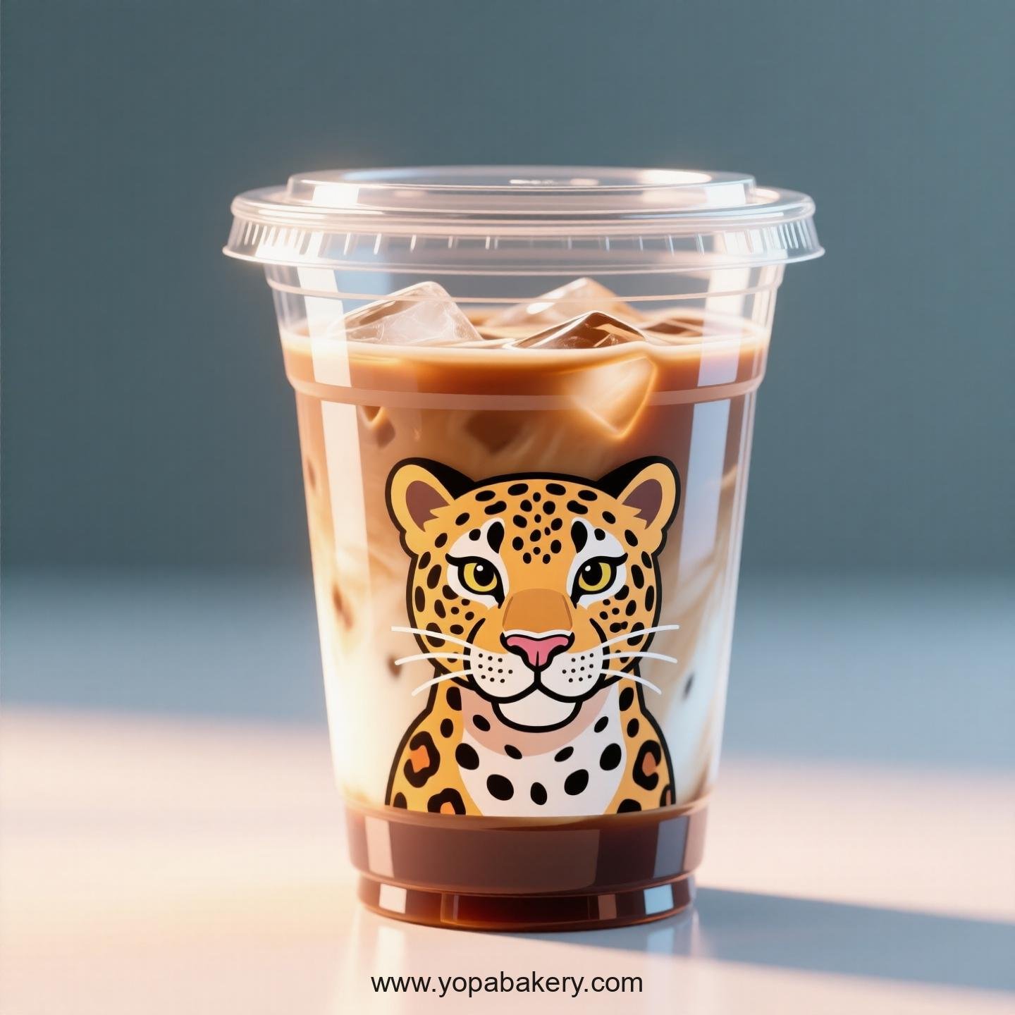 Leopard Themed Clear Plastic Cups - Disposable PP & PET Coffee Cups with Lids