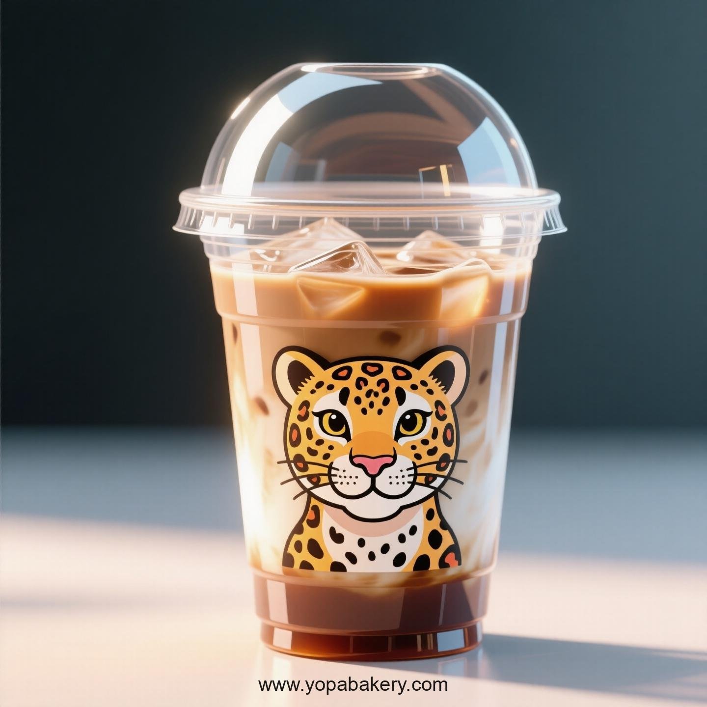 Leopard Themed Clear Plastic Cups - Disposable PP & PET Coffee Cups with Lids