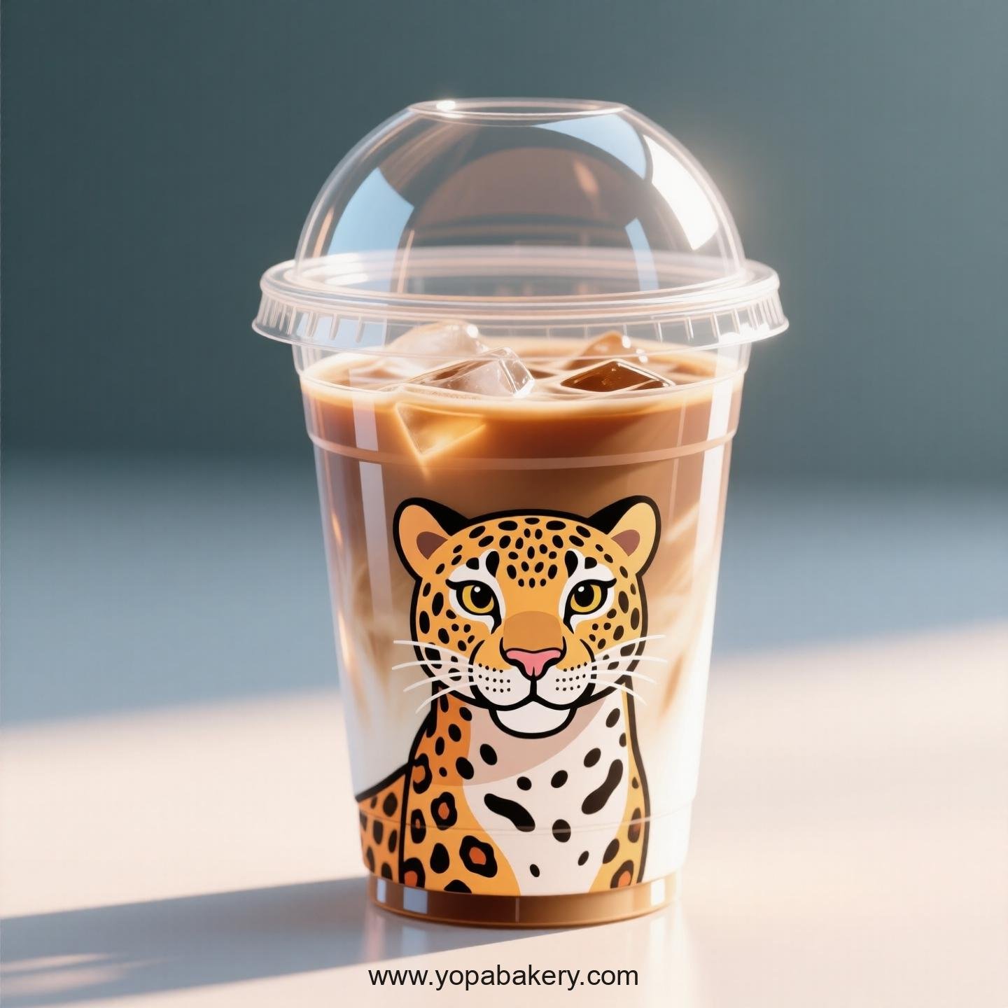 Leopard Themed Clear Plastic Cups - Disposable PP & PET Coffee Cups with Lids