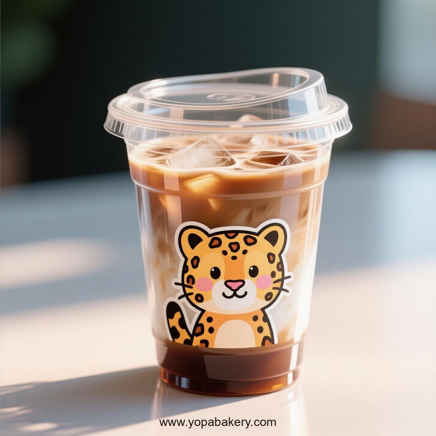 Leopard Themed Clear Plastic Cups - Disposable PP & PET Coffee Cups with Lids