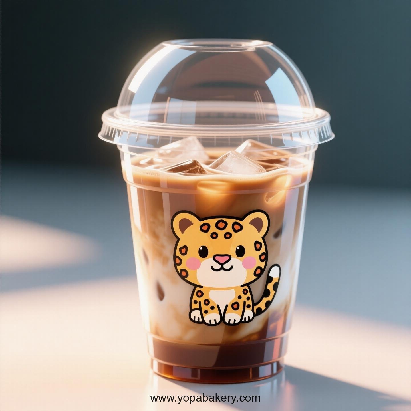 Leopard Themed Clear Plastic Cups - Disposable PP & PET Coffee Cups with Lids