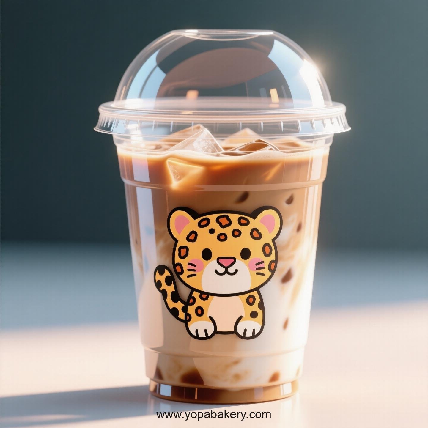 Leopard Themed Clear Plastic Cups - Disposable PP & PET Coffee Cups with Lids
