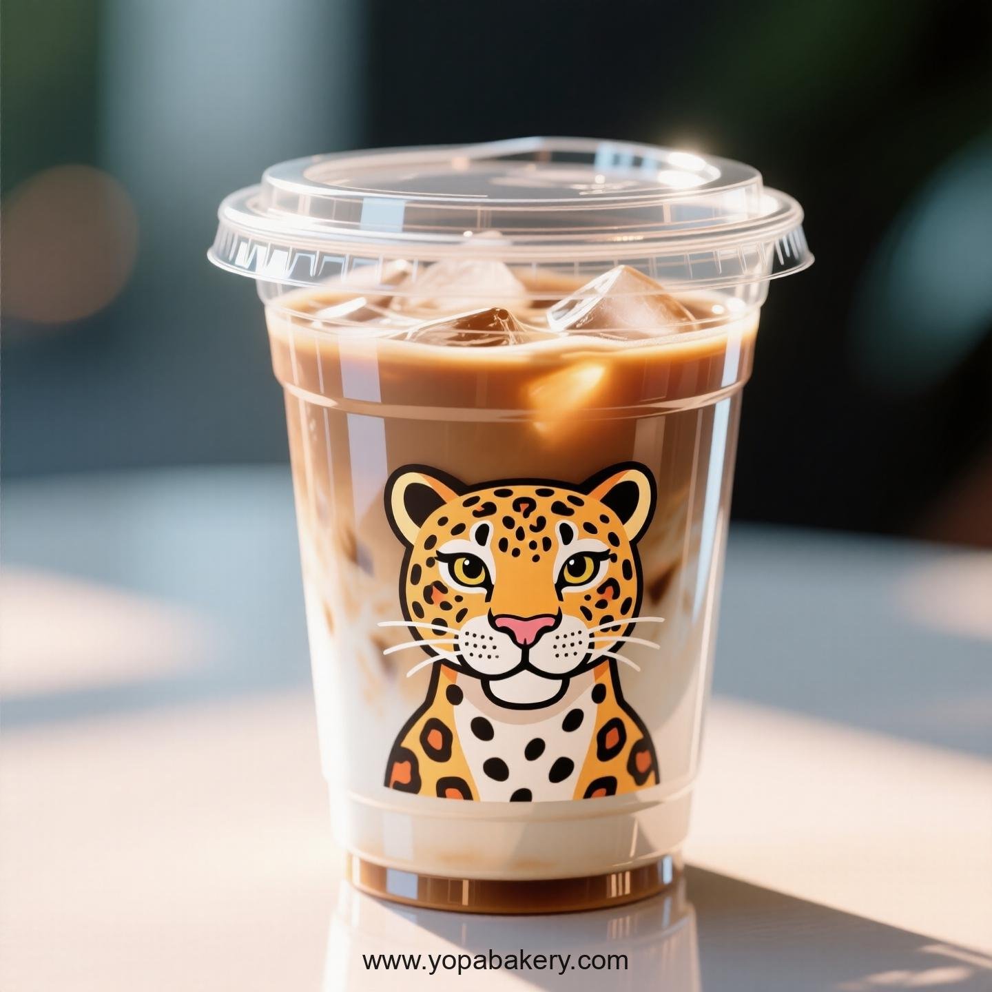 Leopard Themed Clear Plastic Cups - Disposable PP & PET Coffee Cups with Lids