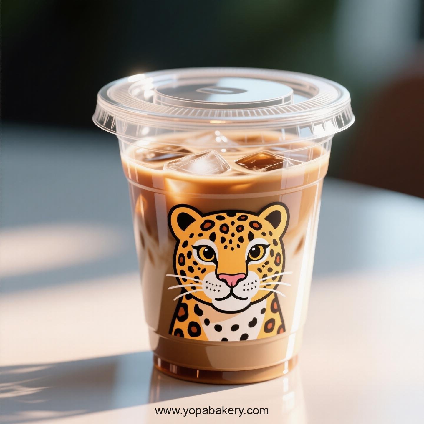 Leopard Themed Clear Plastic Cups - Disposable PP & PET Coffee Cups with Lids
