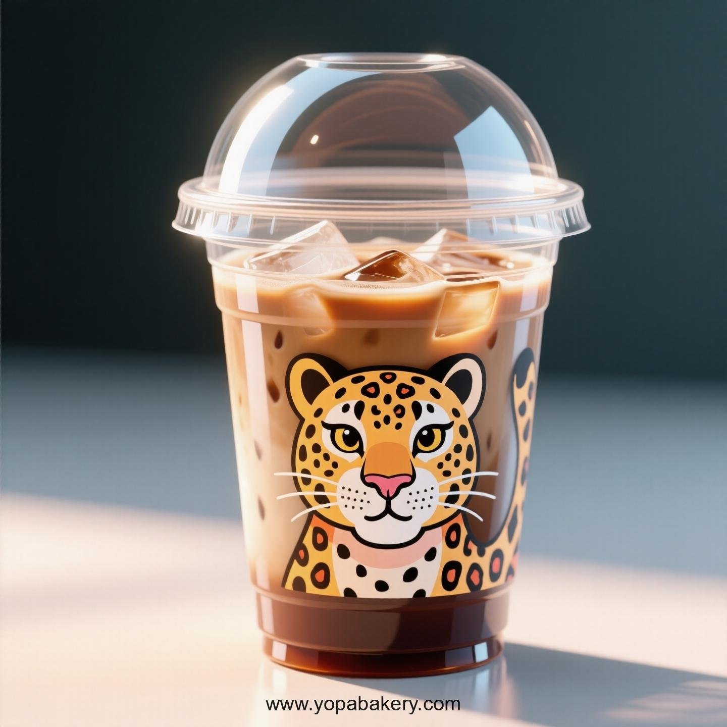 Leopard Themed Clear Plastic Cups - Disposable PP & PET Coffee Cups with Lids