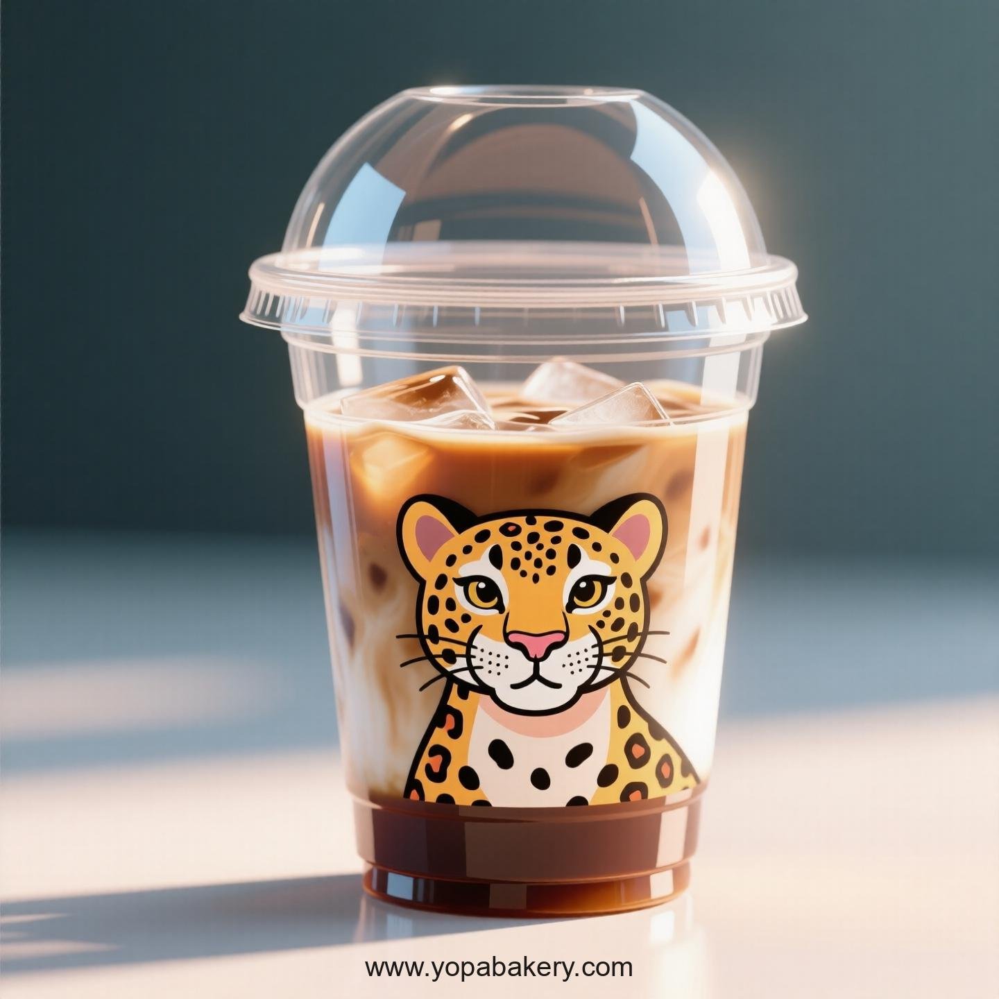 Leopard Themed Clear Plastic Cups - Disposable PP & PET Coffee Cups with Lids
